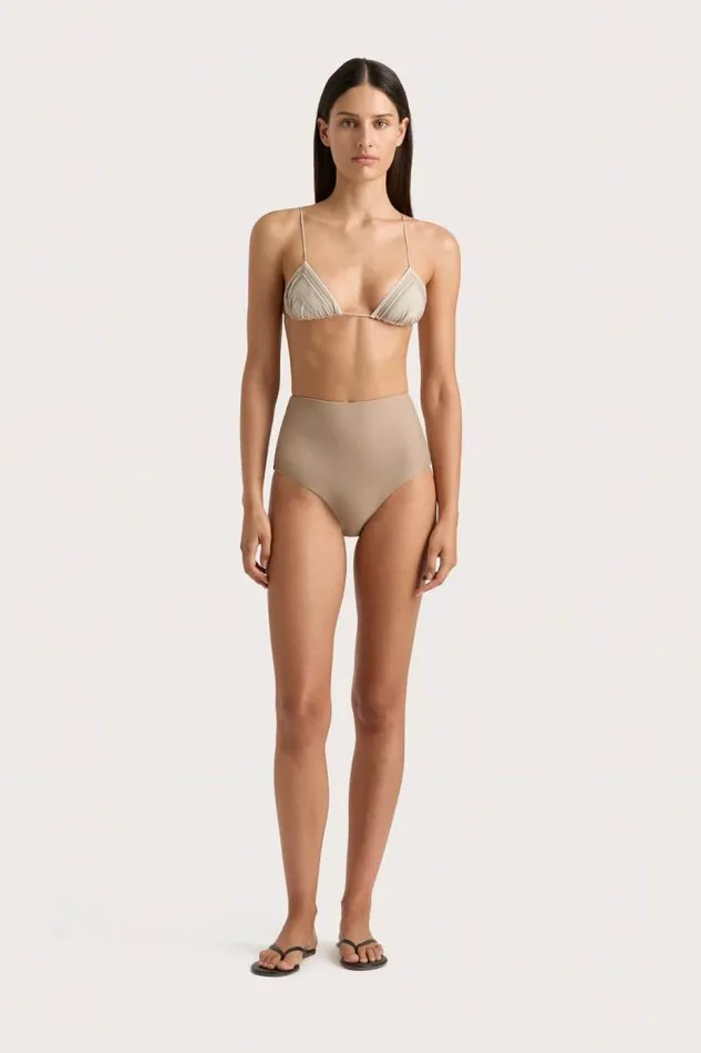 Women Faithfull The Brand Swim Elea Bikini Top Futura Stripe Taupe