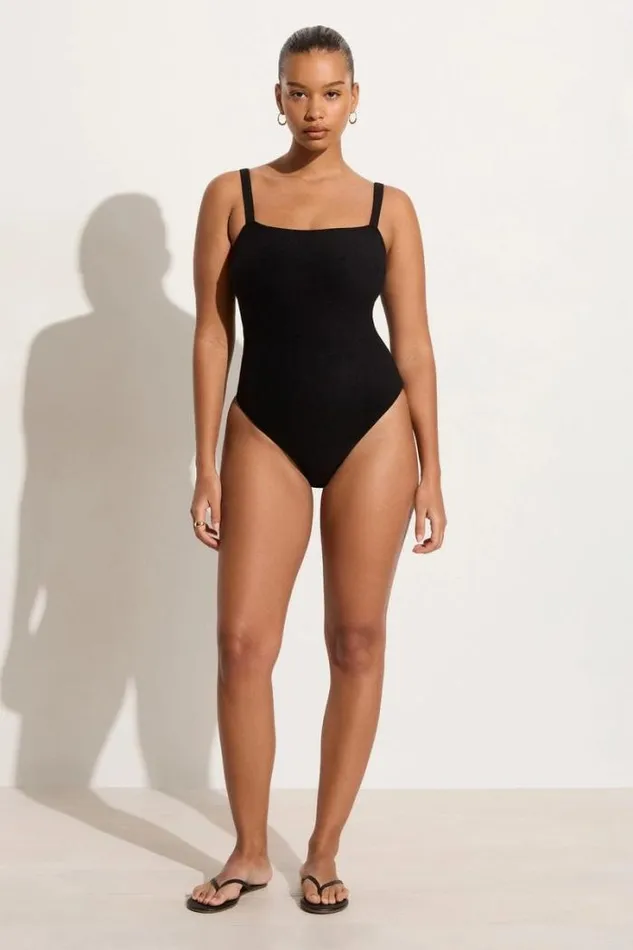 Women Faithfull The Brand Swim Marilena One Piece Black Towelling 8211 Final Sale