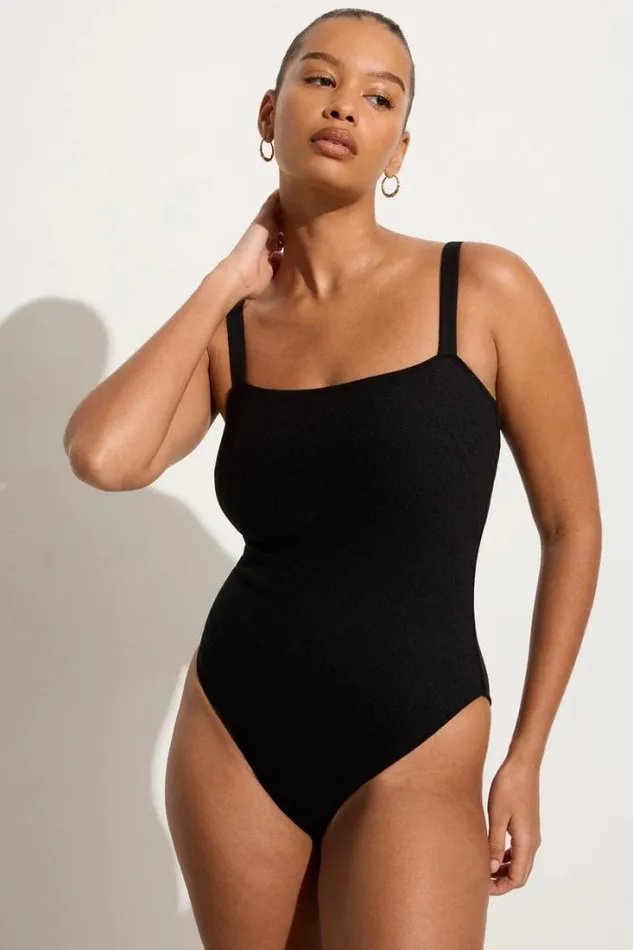 Women Faithfull The Brand Swim Marilena One Piece Black Towelling 8211 Final Sale