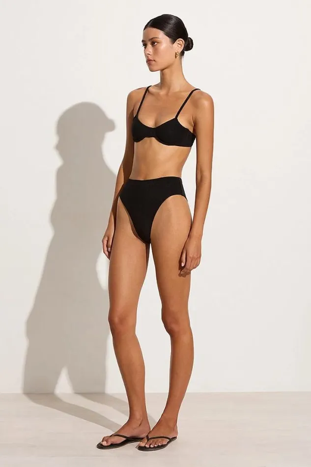 Women Faithfull The Brand Swim Maxime Bikini Top Black Towelling 8211 Final Sale