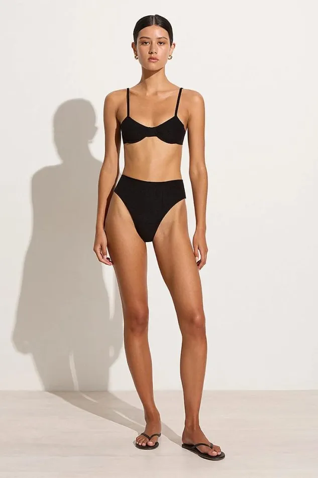 Women Faithfull The Brand Swim Maxime Bikini Top Black Towelling 8211 Final Sale