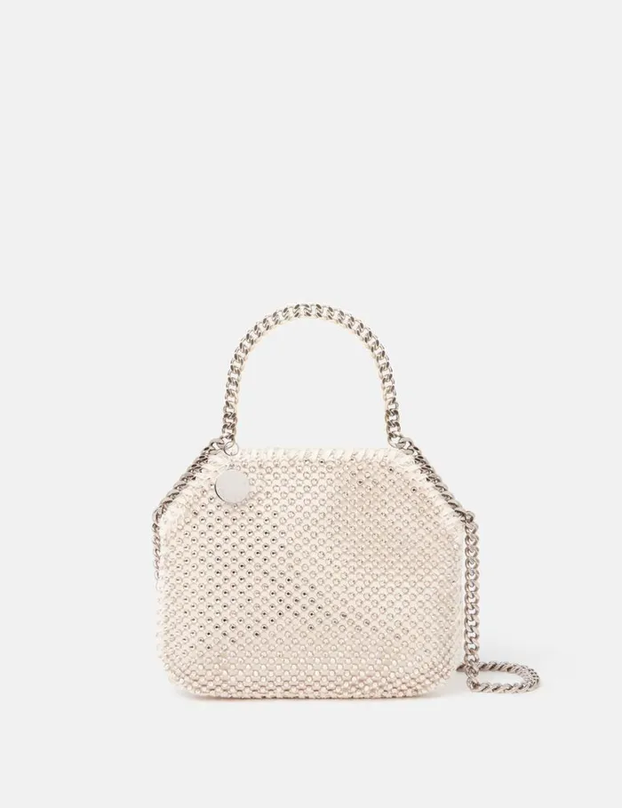 Women Falabella Crystal Mesh Mini Tote Bag Almond Stella McCartney Mini Bags And Clutches