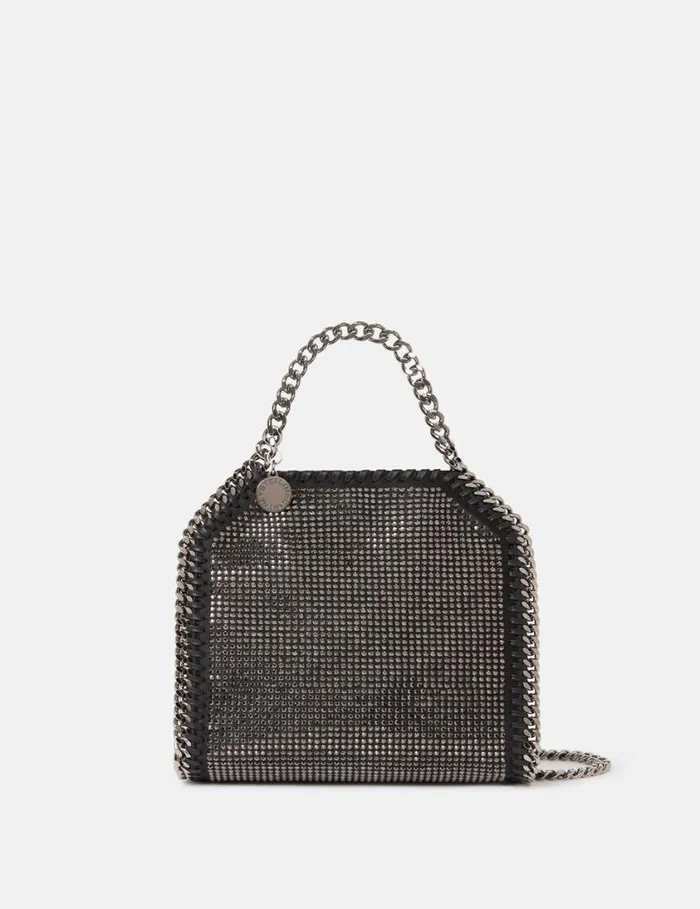 Women Falabella Crystal Mesh Mini Tote Bag Black Stella McCartney Tote Bags