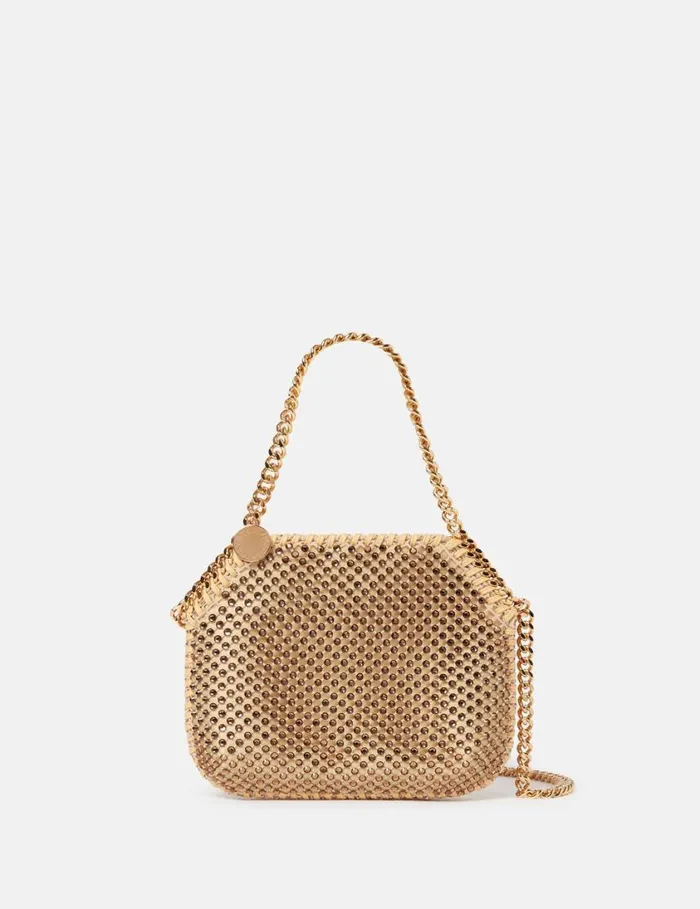 Women Falabella Crystal Mesh Mini Tote Bag Fawn Stella McCartney Mini Bags And Clutches