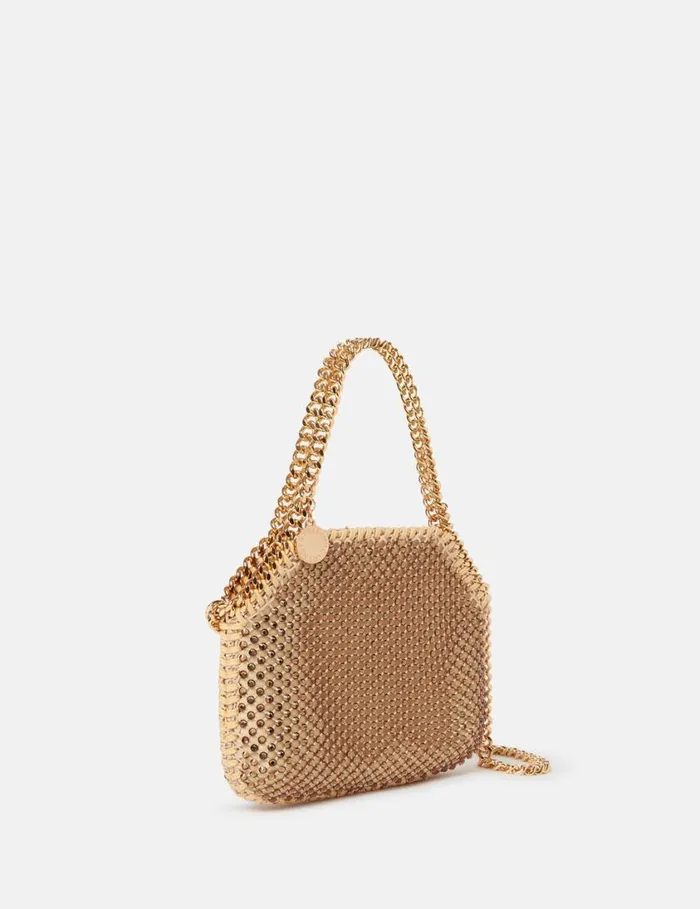 Women Falabella Crystal Mesh Mini Tote Bag Fawn Stella McCartney Mini Bags And Clutches