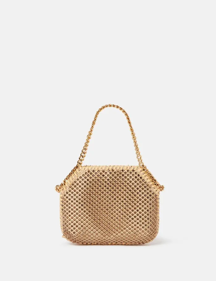 Women Falabella Crystal Mesh Mini Tote Bag Fawn Stella McCartney Mini Bags And Clutches