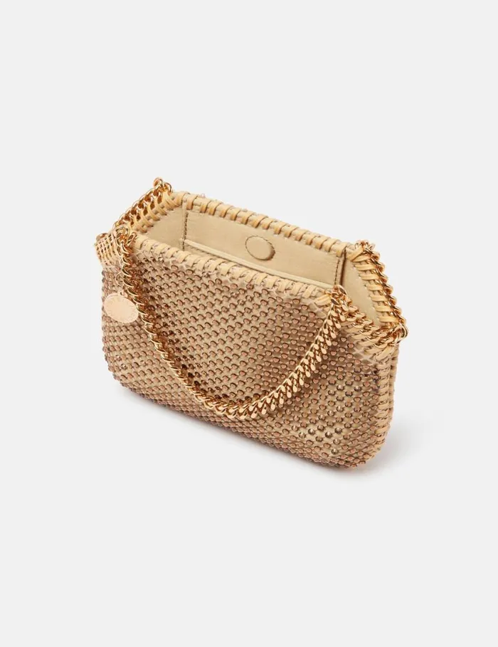 Women Falabella Crystal Mesh Mini Tote Bag Fawn Stella McCartney Mini Bags And Clutches