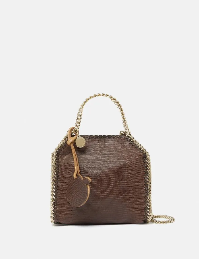 Women Falabella ScaleEmbossed Tiny Tote Bag Chocolate Brown Stella McCartney Mini Bags And Clutches