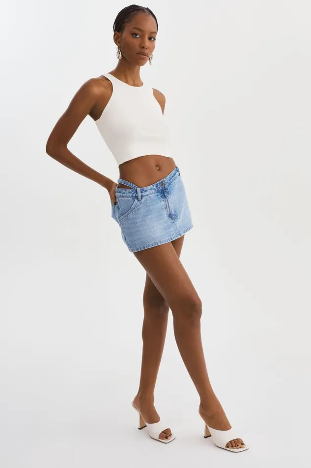 Women FANTINA Denim Skort Light Blue Wash LAMARQUE Skirts