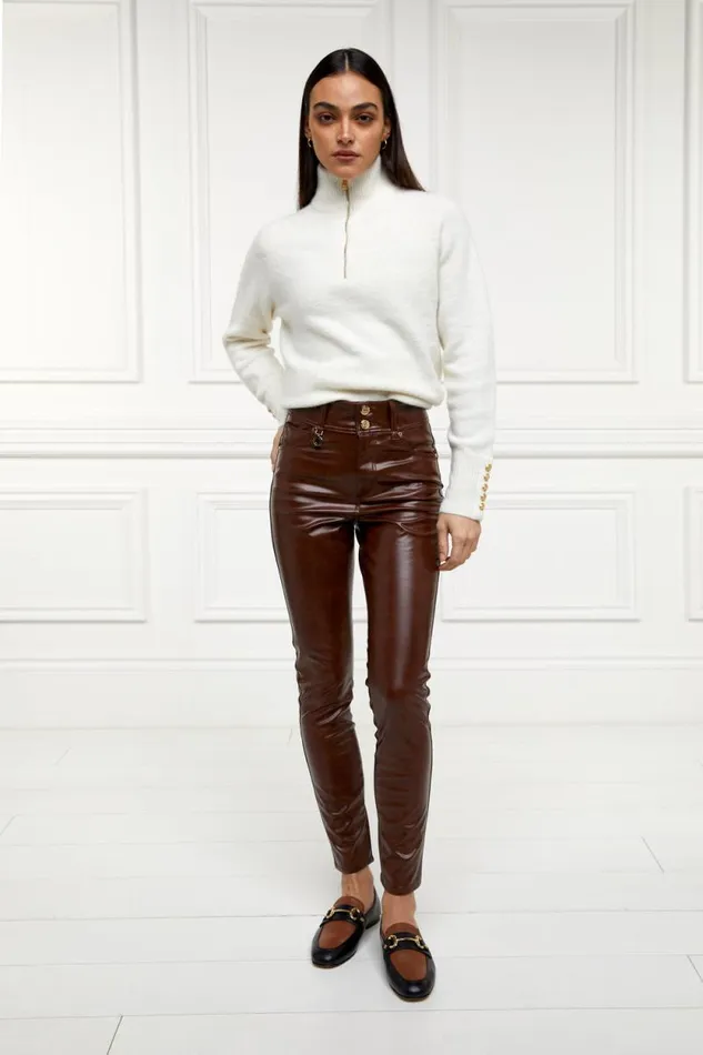 Women Faux Leather Skinny Jean Brown Holland Cooper Jeans