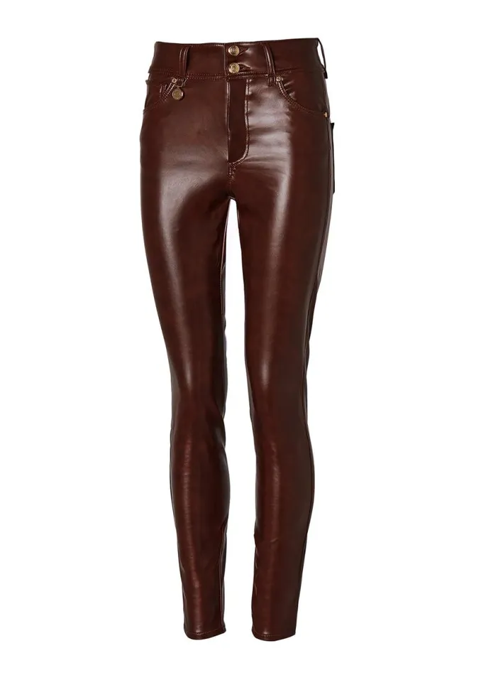 Women Faux Leather Skinny Jean Brown Holland Cooper Jeans