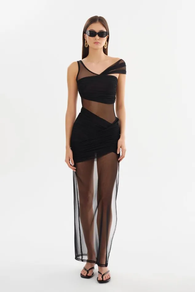 Women FLORINDA Mesh Maxi Dress Black LAMARQUE Dresses