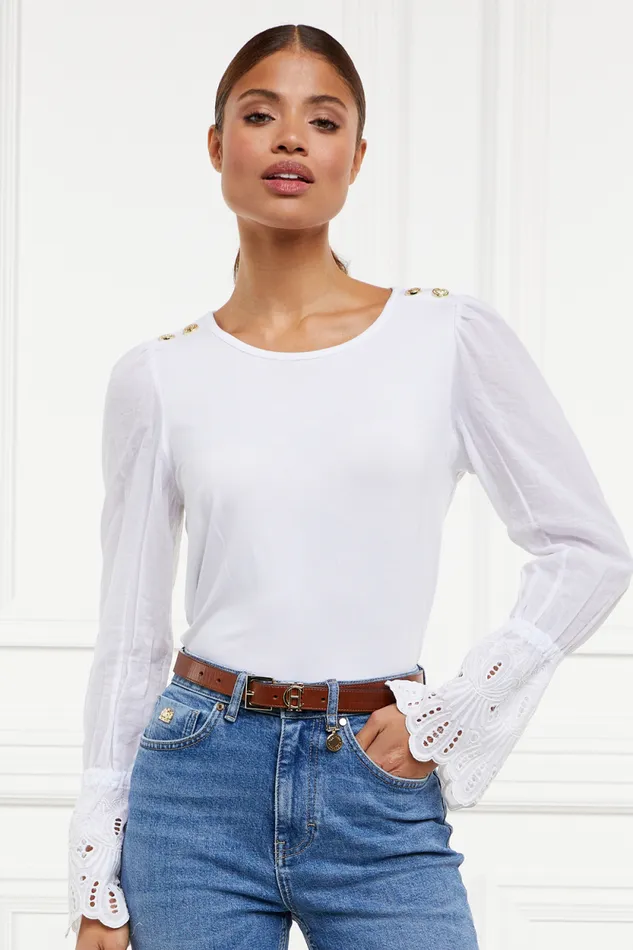 Women Francesca Jersey Blouse White Holland Cooper Shirts and Blouses
