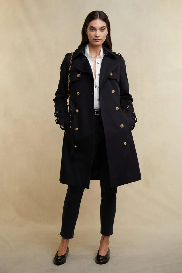 Women Gatcombe Trench Coat Black Holland Cooper Tailoring Women Gatcombe Trench Coat Black Holland Cooper Tailoring