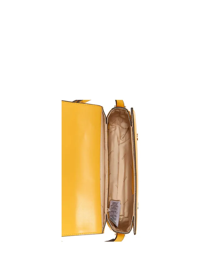 Women Half Flap GUESS Yellow Hensely Convertible Shoulder Bag