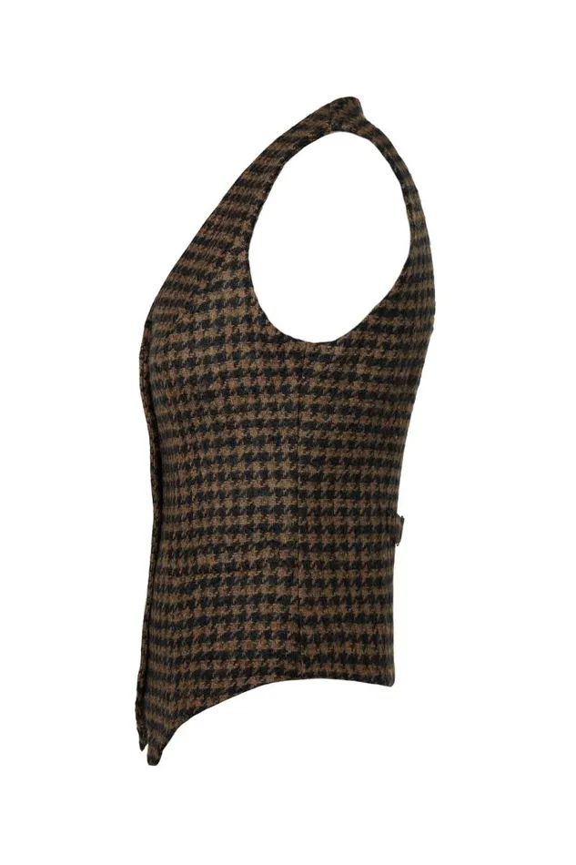 Women Hampton Waistcoat Chocolate Houndstooth Holland Cooper Tailoring
