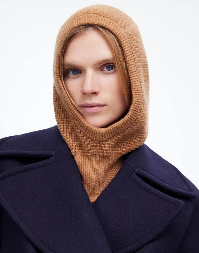 Women Hats Madewell WaffleKnit Balaclava In SoftWool Hthr Caramel