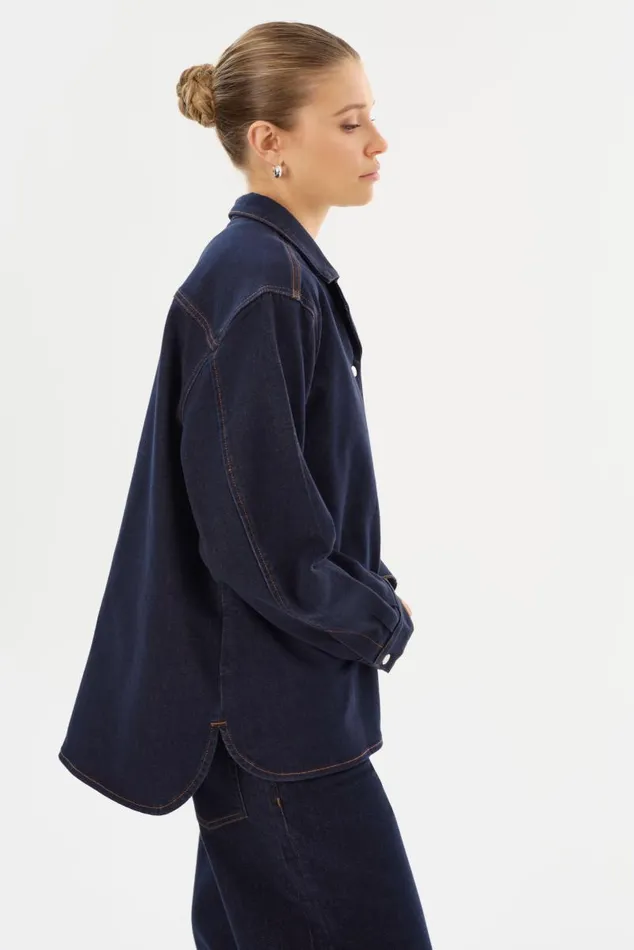 Women HAYA D Denim Shacket Dark Indigo LAMARQUE Shackets Women HAYA D Denim Shacket Dark Indigo LAMARQUE Shackets