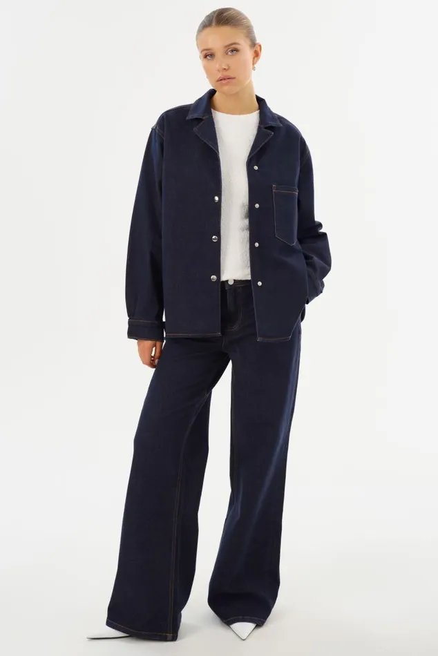 Women HAYA D Denim Shacket Dark Indigo LAMARQUE Shackets Women HAYA D Denim Shacket Dark Indigo LAMARQUE Shackets