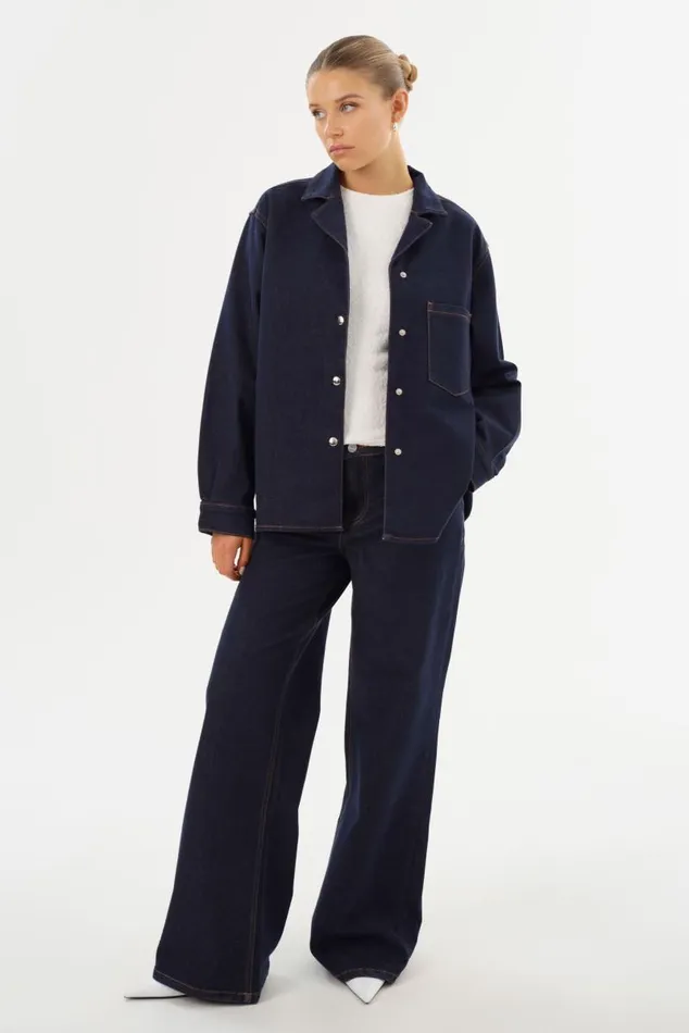 Women HAYA D Denim Shacket Dark Indigo LAMARQUE Shackets Women HAYA D Denim Shacket Dark Indigo LAMARQUE Shackets