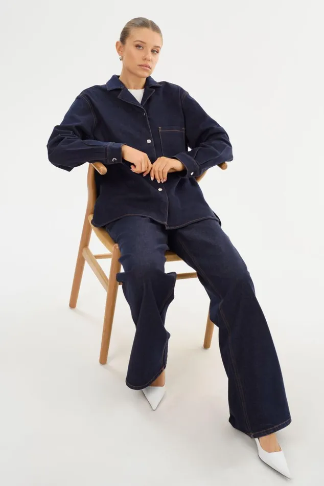 Women HAYA D Denim Shacket Dark Indigo LAMARQUE Shackets Women HAYA D Denim Shacket Dark Indigo LAMARQUE Shackets