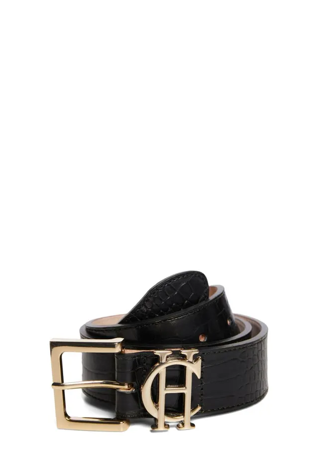 Women HC Classic Logo Belt Black Croc Holland Cooper Belts Women HC Classic Logo Belt Black Croc Holland Cooper Belts