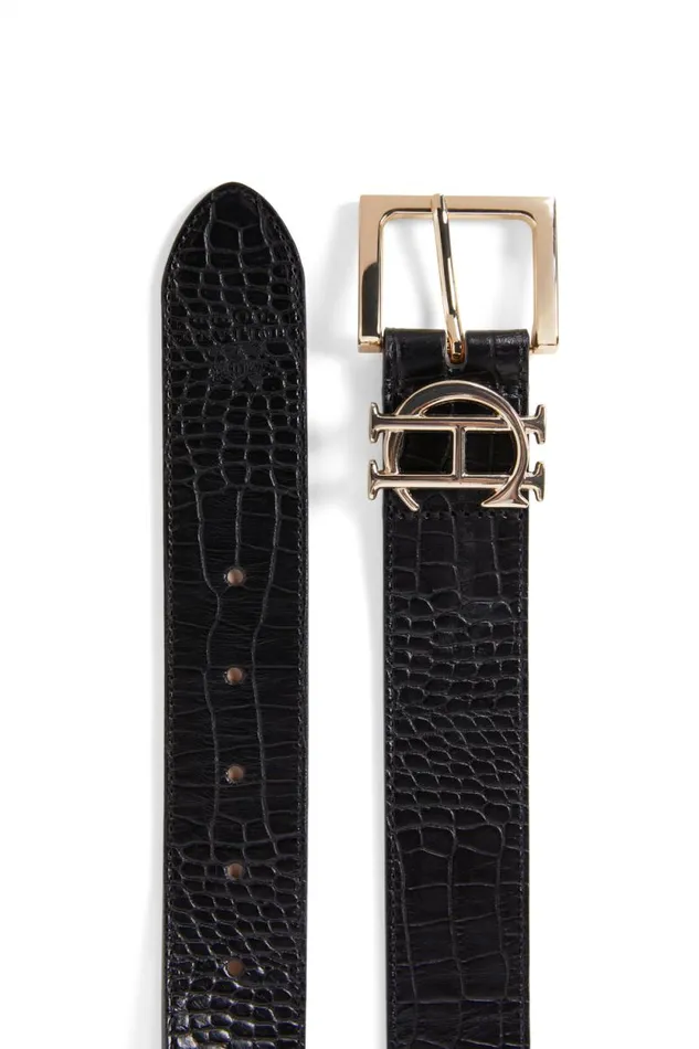 Women HC Classic Logo Belt Black Croc Holland Cooper Belts Women HC Classic Logo Belt Black Croc Holland Cooper Belts