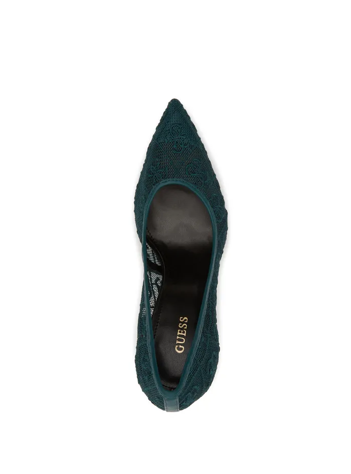 Women Heels GUESS Green Seannay Logo Pumps