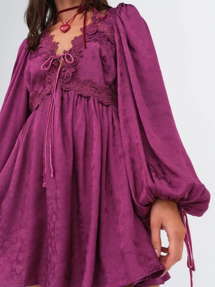 Women Henley Mini Dress Purple For Love and Lemons Dresses