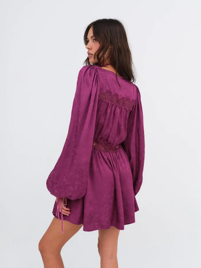 Women Henley Mini Dress Purple For Love and Lemons Dresses