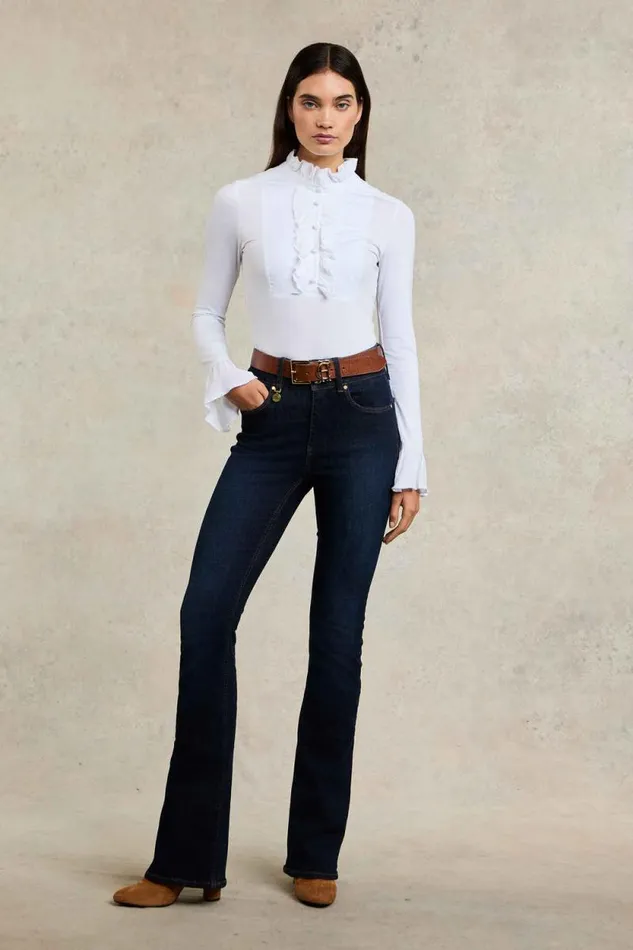 Women High Rise Flared Jean Deep Indigo Holland Cooper Jeans