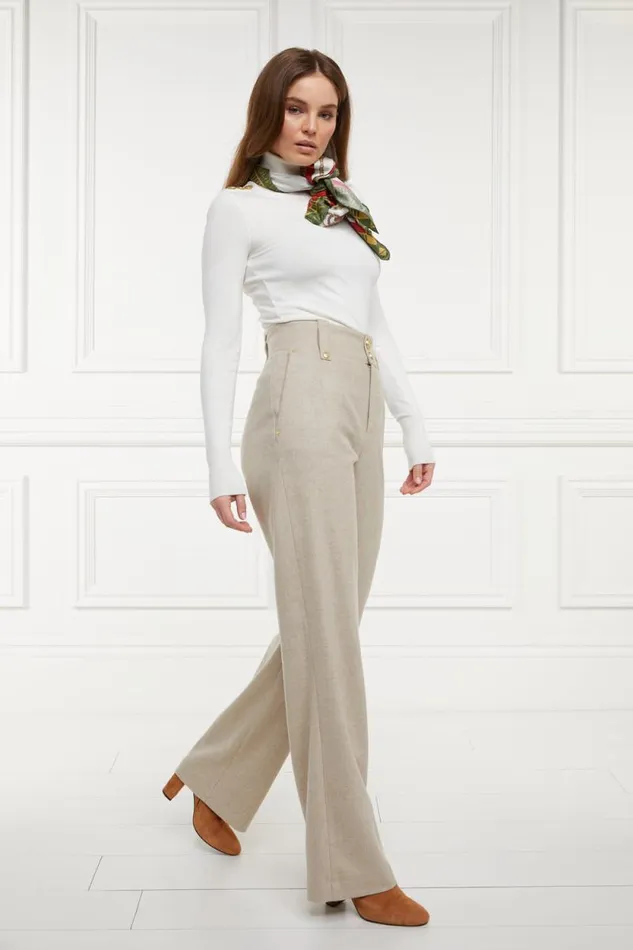 Women High Waisted Straight Trouser Oatmeal Holland Cooper Tailoring Women High Waisted Straight Trouser Oatmeal Holland Cooper Tailoring