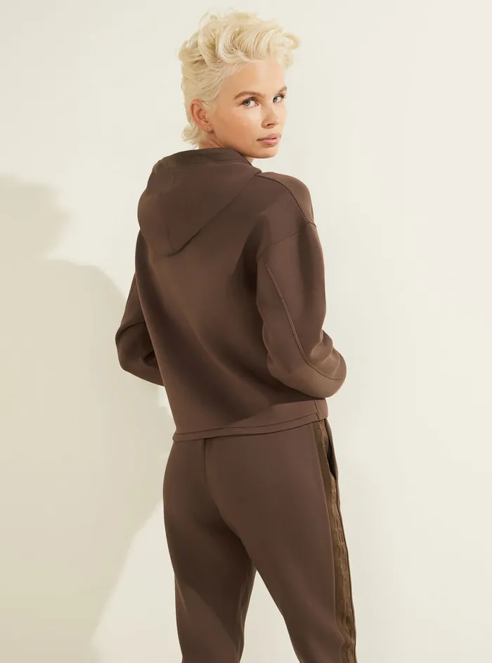 Women Hoodies GUESS Eco Brown Alisa Active Logo Hoodie Jumper