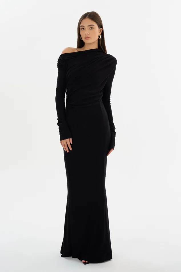 Women INIALA Lurex Knit Maxi Dress Black LAMARQUE Dresses