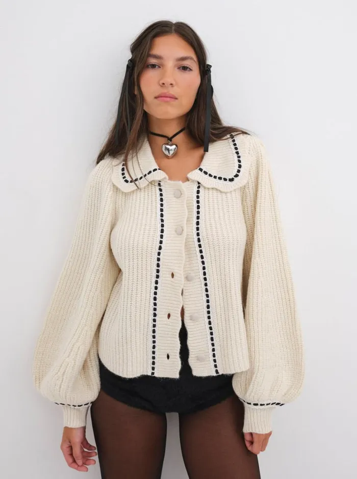 Women Jade Cardigan Neutral For Love and Lemons Knitwear