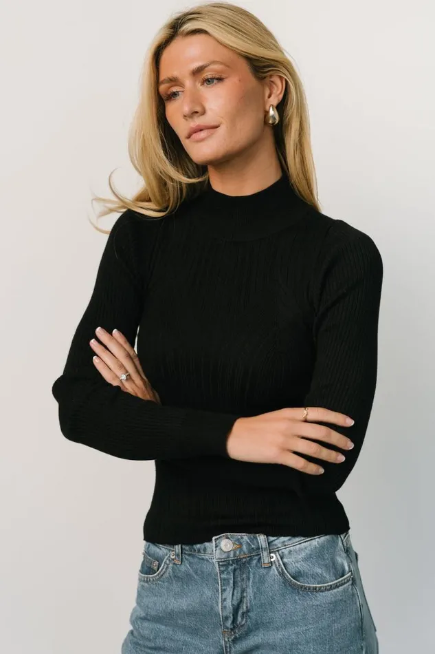 Women Jamison Ribbed Sweater Top Black Baltic Born Sweaters Women Jamison Ribbed Sweater Top Black Baltic Born Sweaters