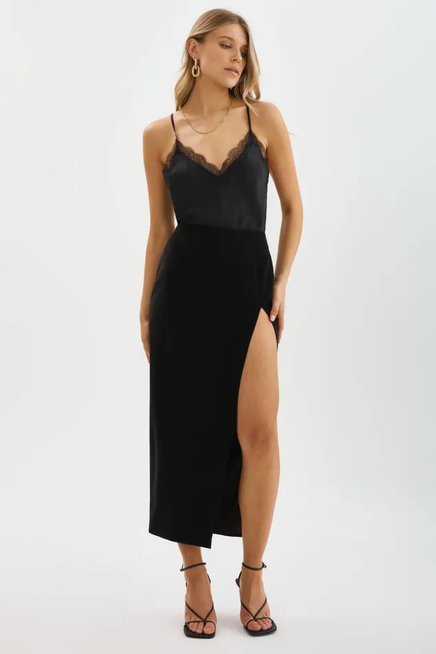 Women JAY Faux Leather Skirt Black LAMARQUE Skirts