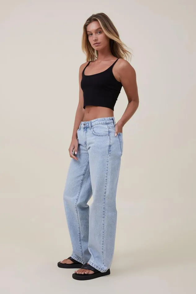 Women Jeans Cotton On Low Rise Straight Jean Palm Blue