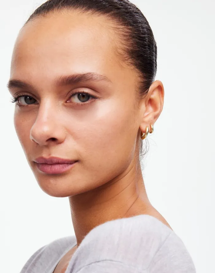 Women Jewelry Madewell Double Huggie Hoop Earrings Pale Gold