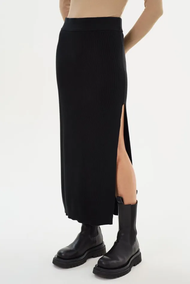 Women JILLIAN Knit Midi Skirt Black LAMARQUE Skirts