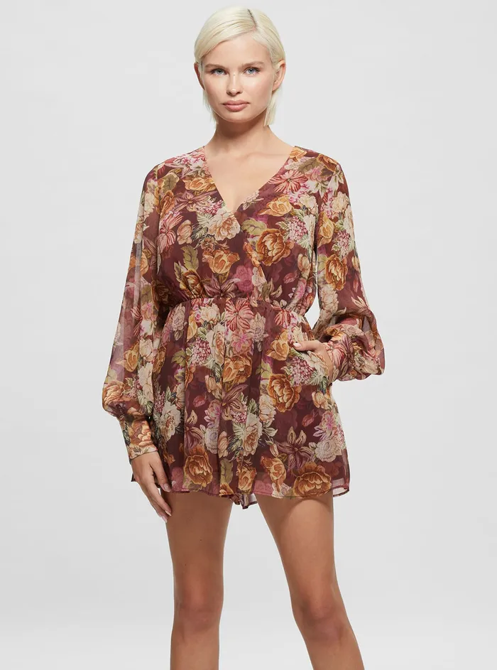 Women Jumpsuits and Rompers GUESS Eco Floral Tapestry Print Candis Romper