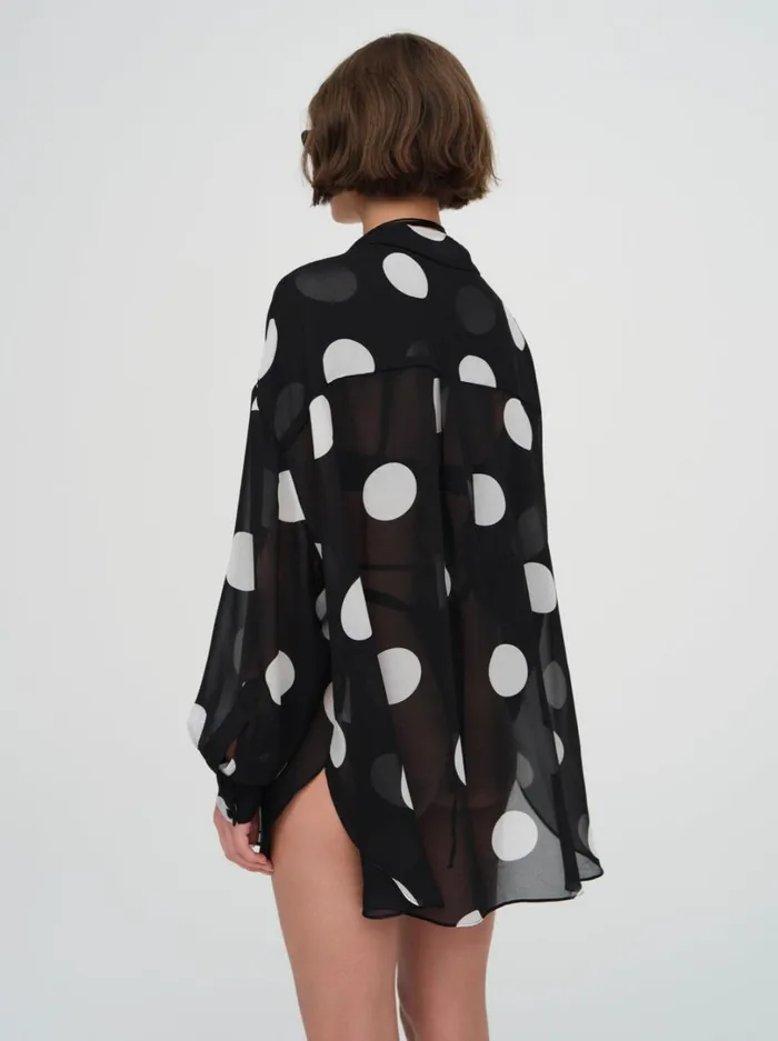 Women Justina Sheer Coverup Shirt Black For Love and Lemons Swim