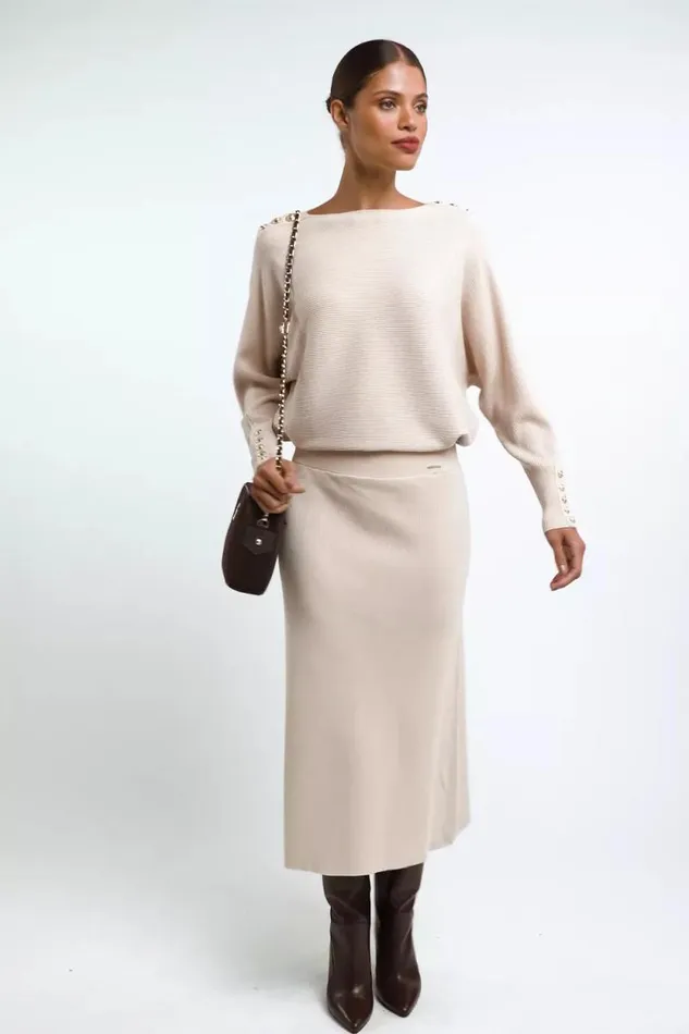 Women Leyla Knitted Skirt Oatmeal Holland Cooper Skirts Women Leyla Knitted Skirt Oatmeal Holland Cooper Skirts