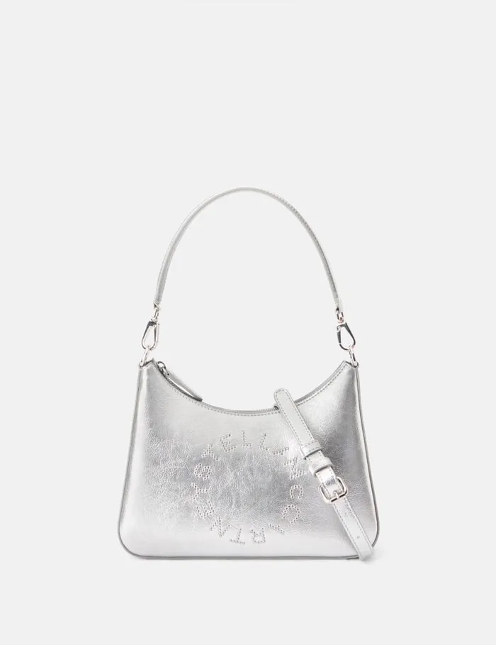 Women Logo Metallic Crossbody Shoulder Bag Metallic Silver Stella McCartney Mini Bags And Clutches