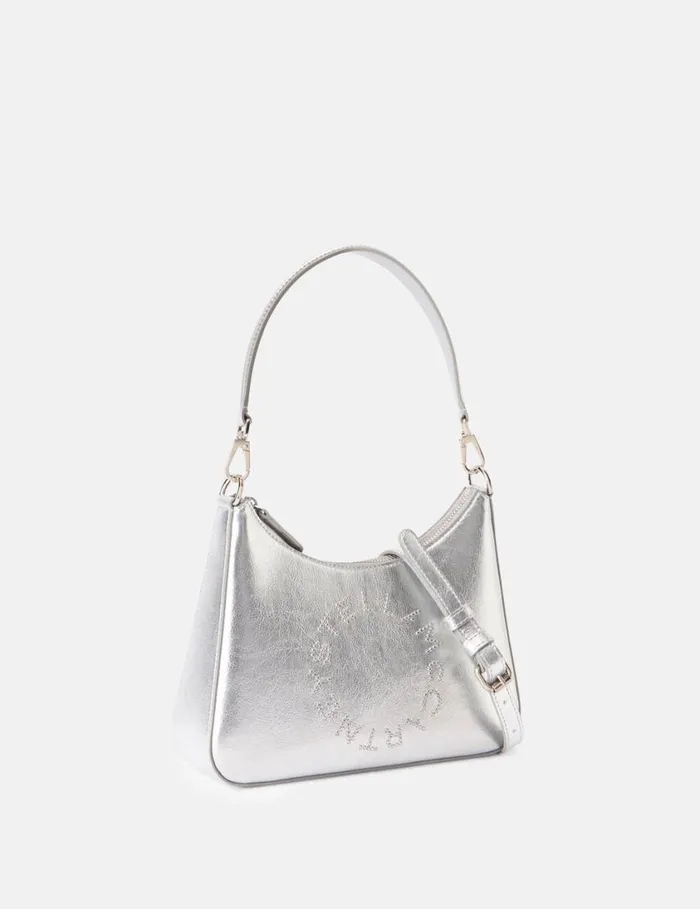 Women Logo Metallic Crossbody Shoulder Bag Metallic Silver Stella McCartney Mini Bags And Clutches