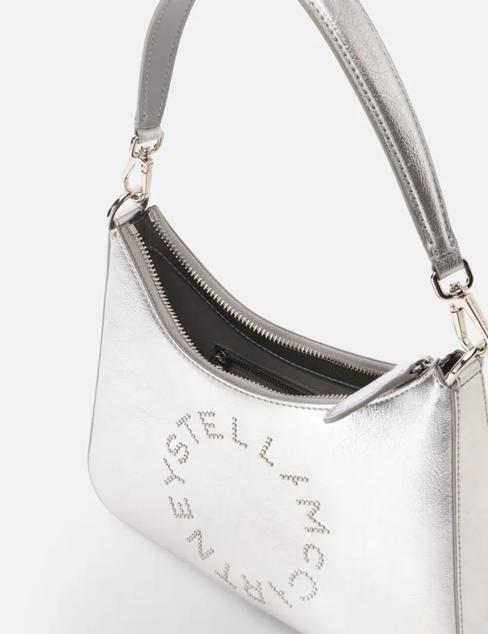 Women Logo Metallic Crossbody Shoulder Bag Metallic Silver Stella McCartney Mini Bags And Clutches