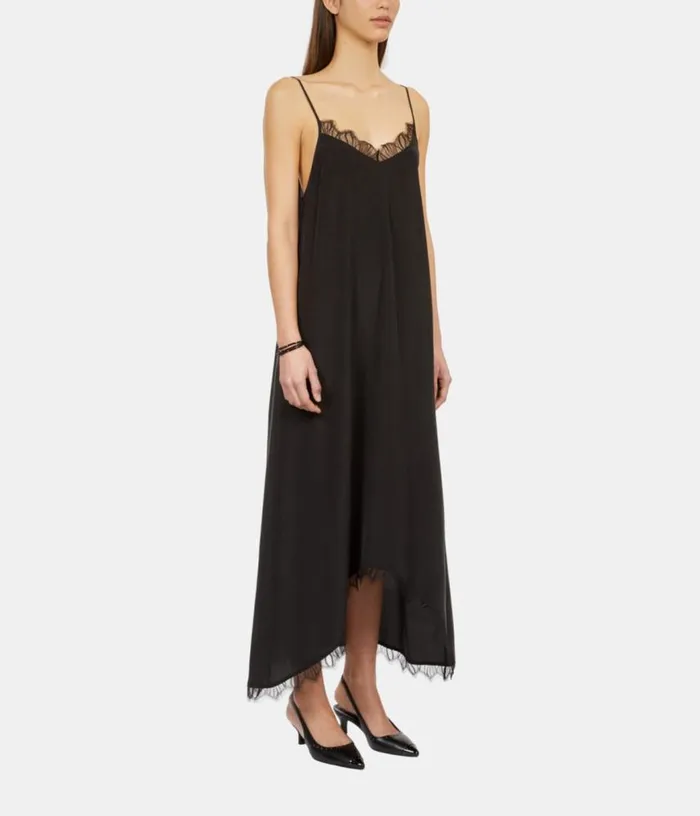 Women Long Black Slip Dress In Washed Silk THE KOOPLES Dresses and Jumpsuits Women Long Black Slip Dress In Washed Silk THE KOOPLES Dresses and Jumpsuits