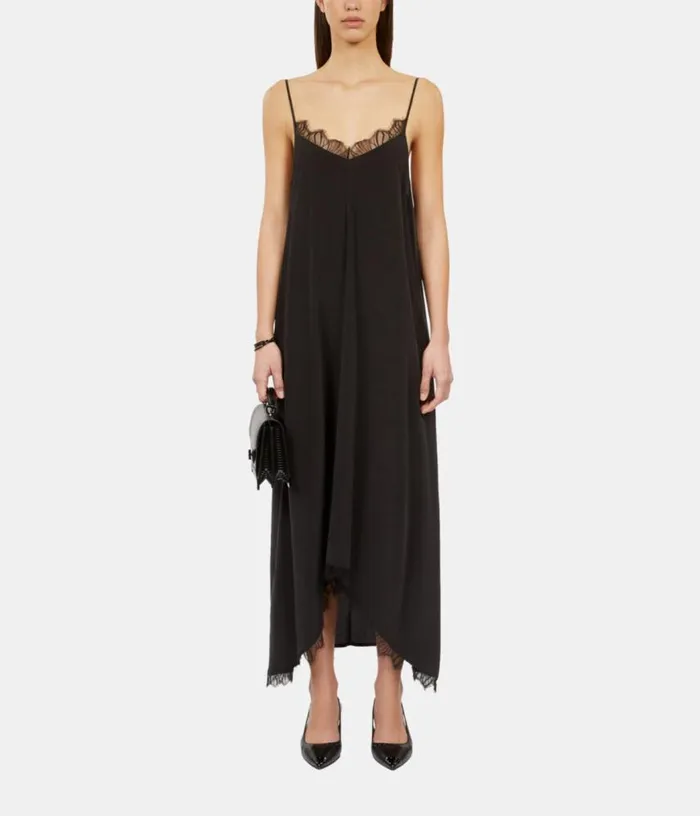 Women Long Black Slip Dress In Washed Silk THE KOOPLES Dresses and Jumpsuits Women Long Black Slip Dress In Washed Silk THE KOOPLES Dresses and Jumpsuits