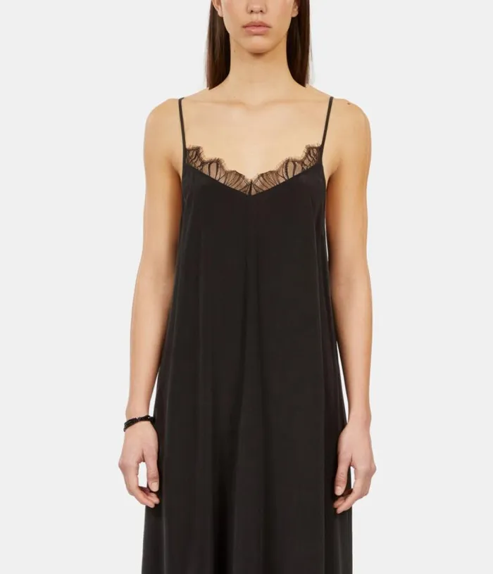 Women Long Black Slip Dress In Washed Silk THE KOOPLES Dresses and Jumpsuits Women Long Black Slip Dress In Washed Silk THE KOOPLES Dresses and Jumpsuits