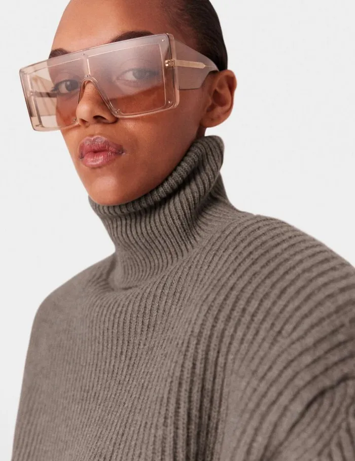 Women LongSleeve Turtleneck Jumper Taupe Brown Stella McCartney Knitwear